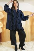 Stevie Ruffle Blouse Navy